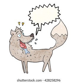 freehand speech bubble textured cartoon wolf