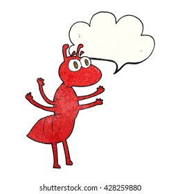 freehand speech bubble textured cartoon ant