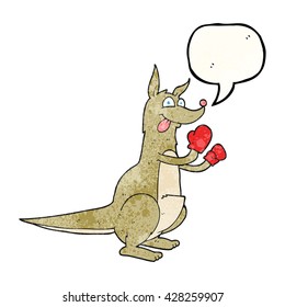 freehand speech bubble textured cartoon boxing kangaroo