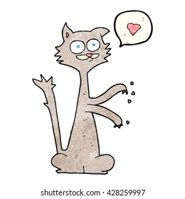 freehand speech bubble textured cartoon cat scratching