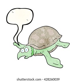 freehand speech bubble textured cartoon turtle