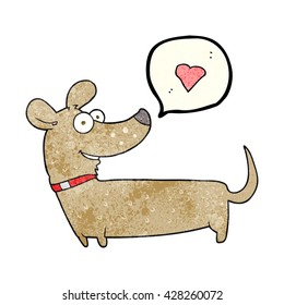 freehand speech bubble textured cartoon happy dog
