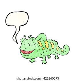 freehand speech bubble textured cartoon chameleon