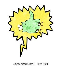 freehand speech bubble textured cartoon zombie hand