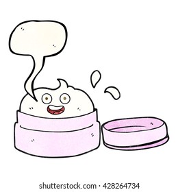 freehand speech bubble textured cartoon face cream