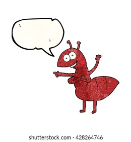 freehand speech bubble textured cartoon ant