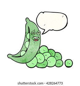 freehand speech bubble textured cartoon peas in pod