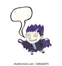 freehand speech bubble textured cartoon vampire