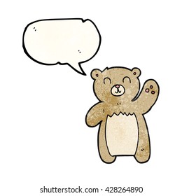 freehand speech bubble textured cartoon teddy bear