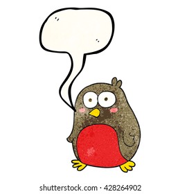 freehand speech bubble textured cartoon robin
