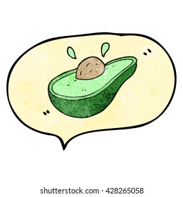 freehand speech bubble textured cartoon avocado
