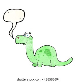 freehand speech bubble textured cartoon dinosaur