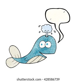 freehand speech bubble textured cartoon whale