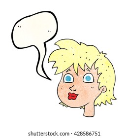 freehand speech bubble textured cartoon female face
