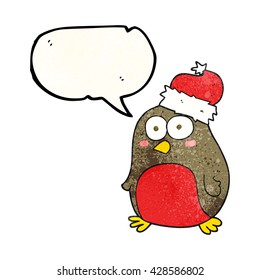 freehand speech bubble textured cartoon robin