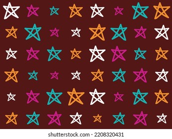 Freehand Star Drawing Aztec fabric Seamless Pattern Design Uzbek ikat-traditional silk product in Uzbekistan and Central Asia,