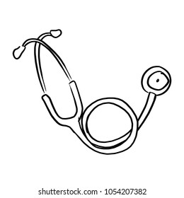 freehand stethoscope vector illustration sketch hand drawn with black lines isolated on white background