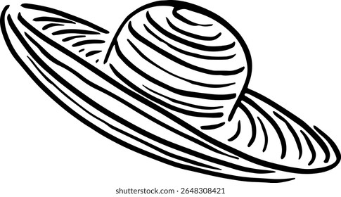 Freehand Summer Hat Sketch for Apparel Labels