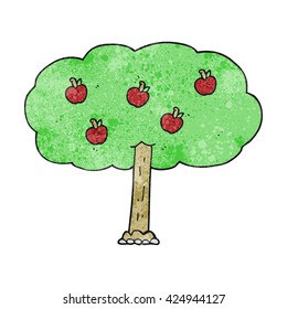 freehand textured cartoon apple tree