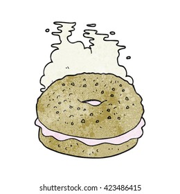 freehand textured cartoon bagel