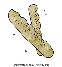 freehand textured cartoon baguette