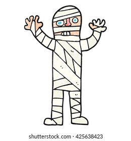 freehand textured cartoon bandaged mummy