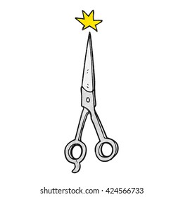 freehand textured cartoon barber scissors