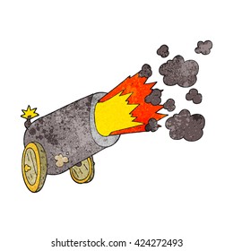 freehand textured cartoon big cannon firing