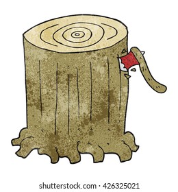 freehand textured cartoon big tree stump