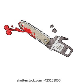 freehand textured cartoon bloody chainsaw