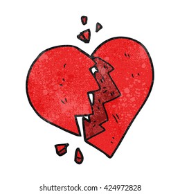 freehand textured cartoon broken heart