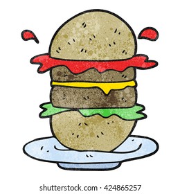freehand textured cartoon burger