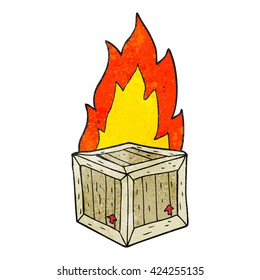 Freehand Textured Cartoon Burning Crate Stock Vector (Royalty Free ...