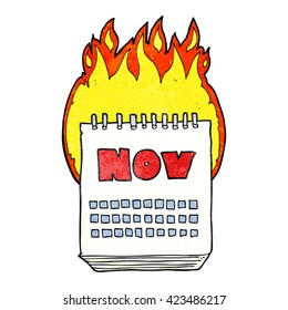 freehand textured cartoon calendar showing month of November