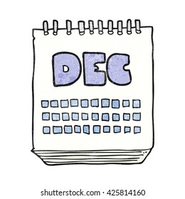 freehand textured cartoon calendar showing month of december