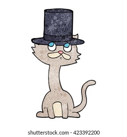 Freehand Textured Cartoon Cat Top Hat Stock Vector (Royalty Free