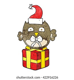 freehand textured cartoon christmas owl