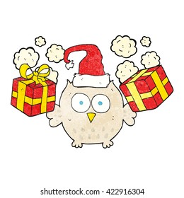 freehand textured cartoon christmas owl