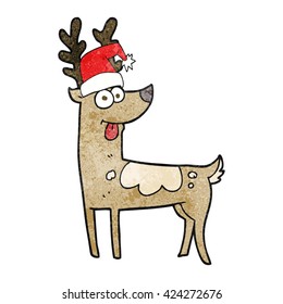 freehand textured cartoon crazy reindeer