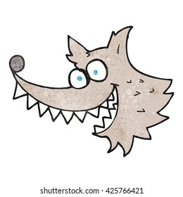 freehand textured cartoon crazy wolf