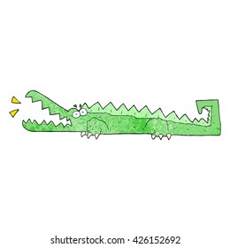 freehand textured cartoon crocodile