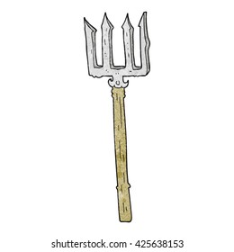freehand textured cartoon devil fork