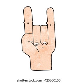 freehand textured cartoon devil horns hand symbol