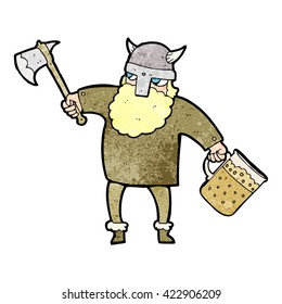 freehand textured cartoon drunk viking
