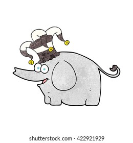 freehand textured cartoon elephant wearing circus hat
