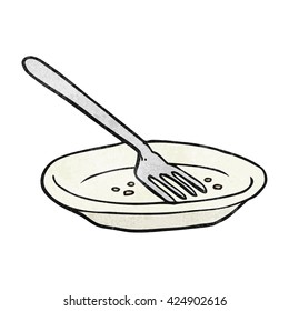 freehand textured cartoon empty plate