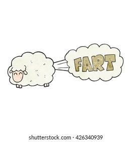 freehand textured cartoon farting sheep