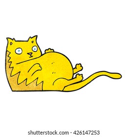 freehand textured cartoon fat cat