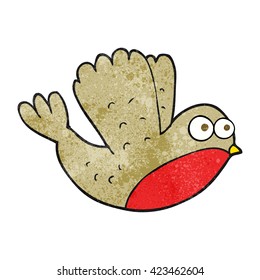 freehand textured cartoon flying christmas robin