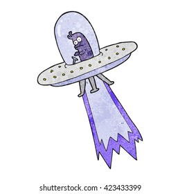 freehand textured cartoon flying saucer